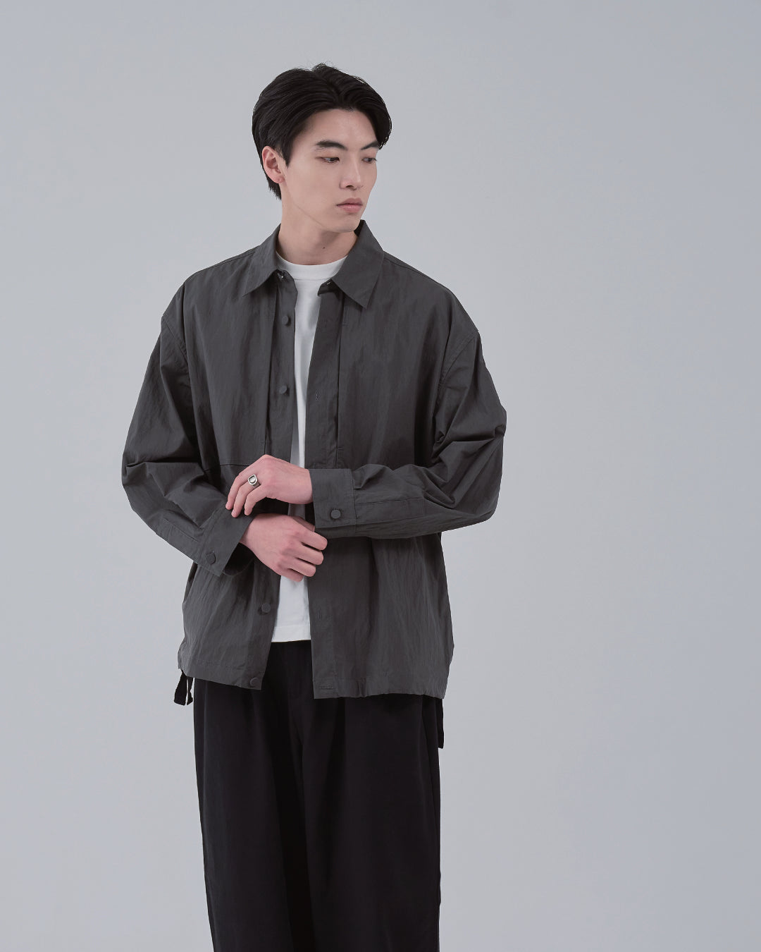 Cotton×Nylon Shirts Jacket -charcoal-