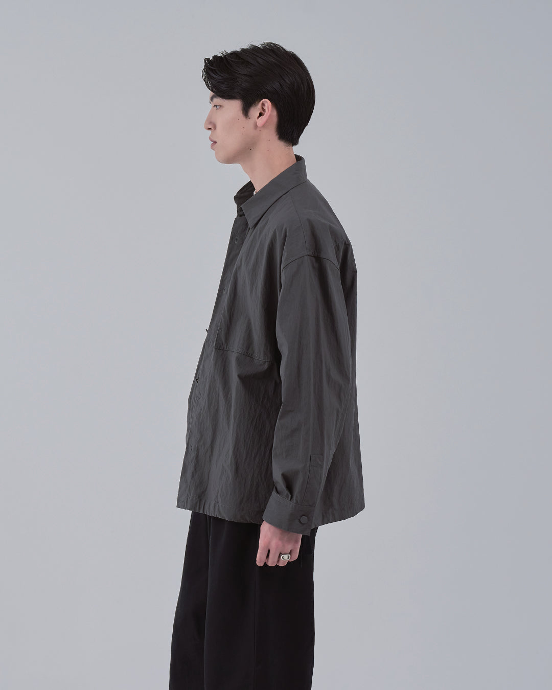 Cotton×Nylon Shirts Jacket -charcoal-