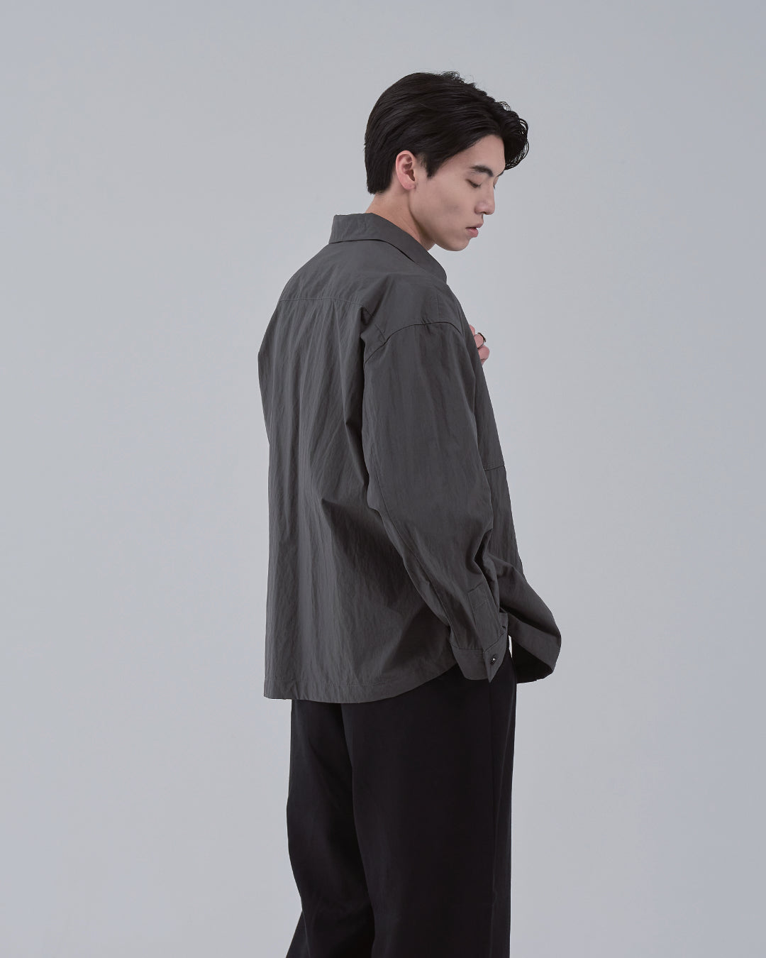 Cotton×Nylon Shirts Jacket -charcoal-
