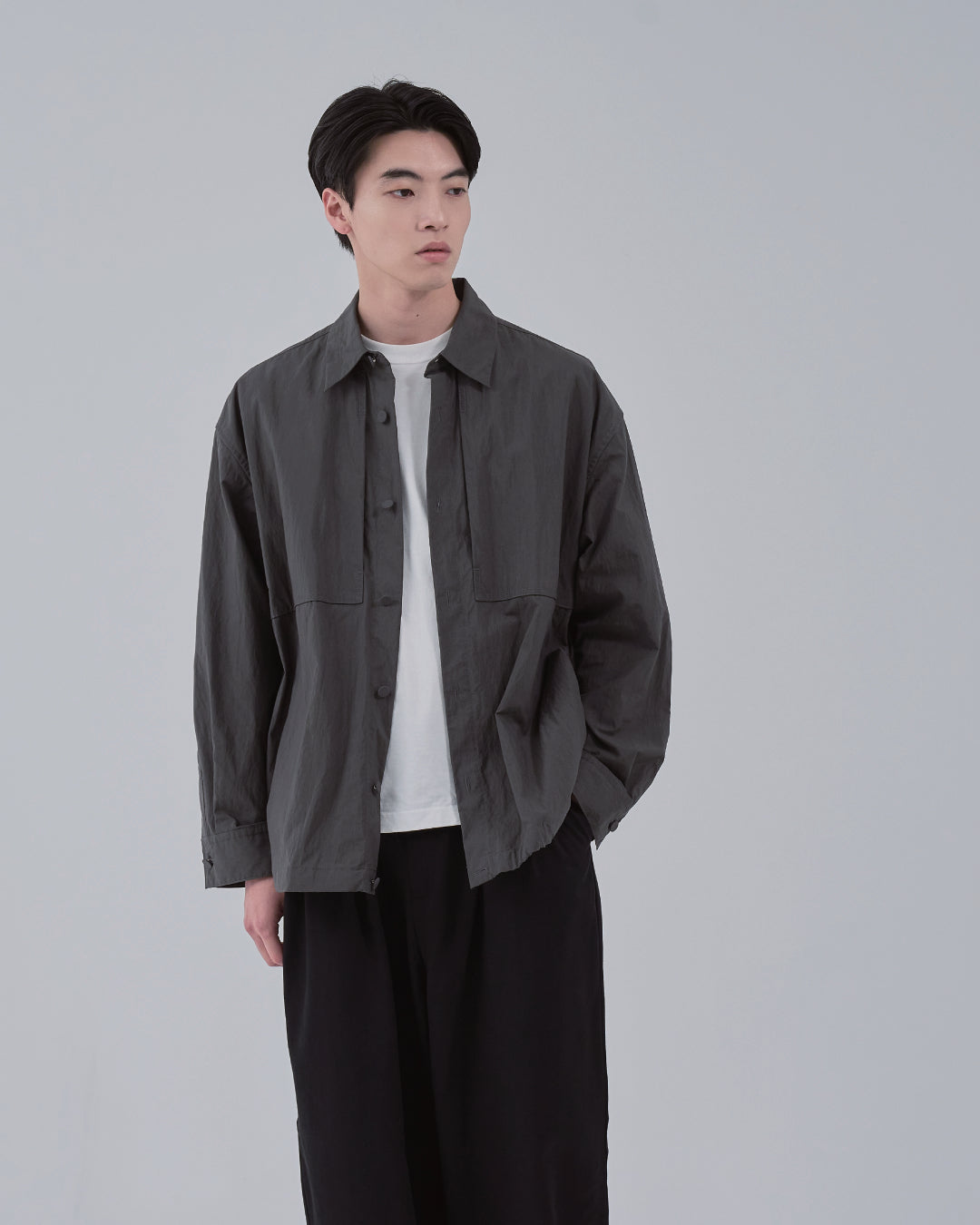 Cotton×Nylon Shirts Jacket -charcoal-