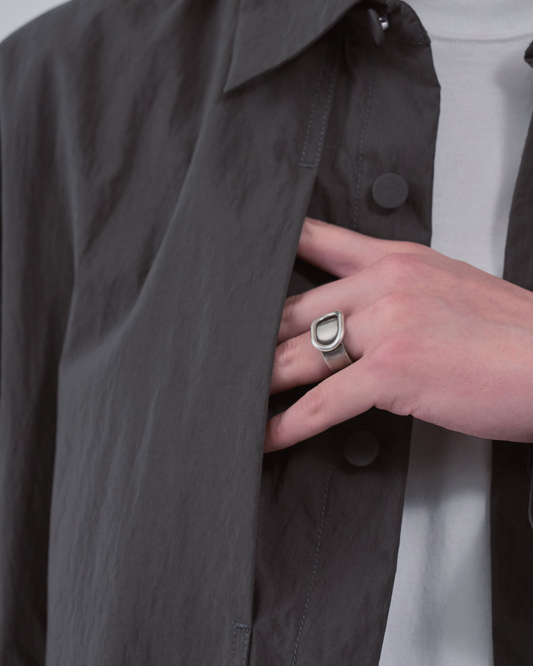 Cotton×Nylon Shirts Jacket -charcoal-