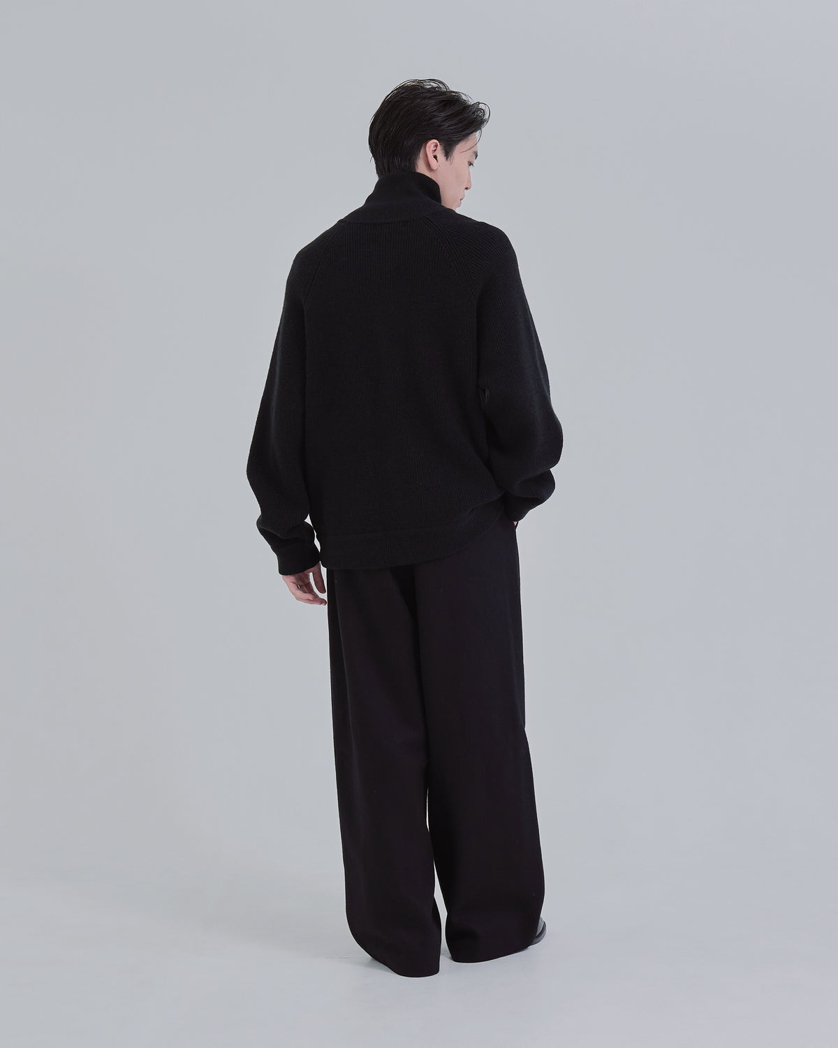 Double Zip Rib Driver's Knit -black-