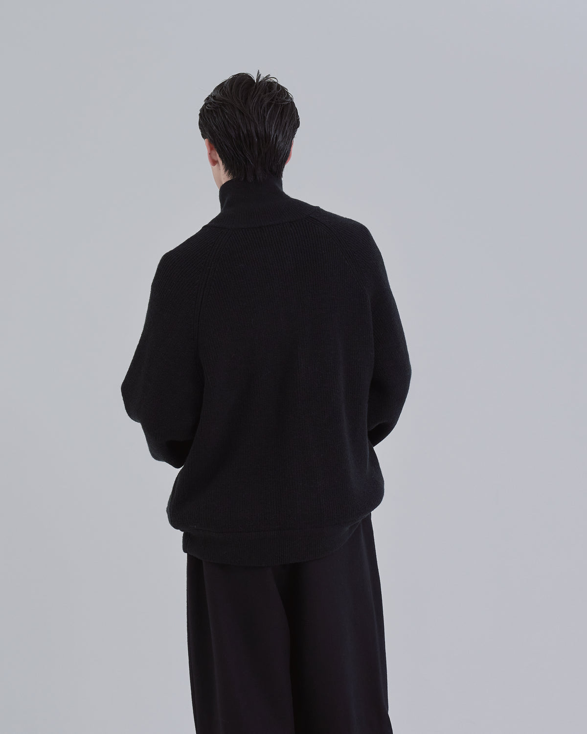 Double Zip Rib Driver's Knit -black-
