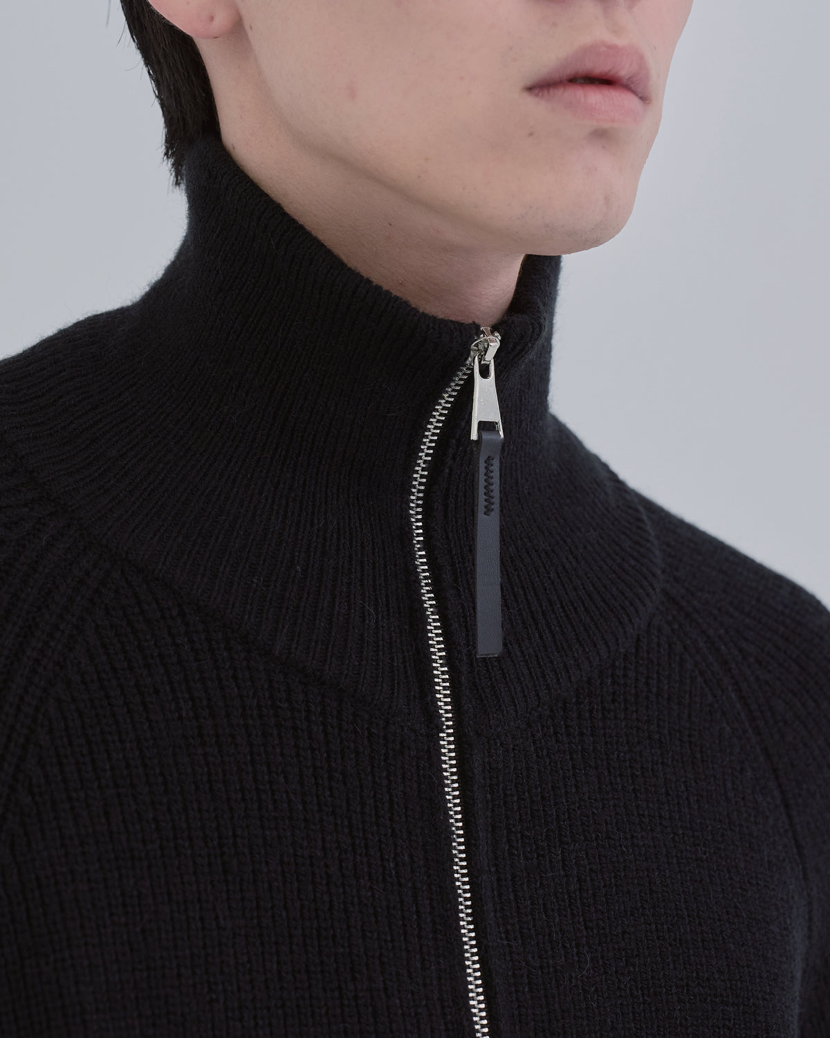 Double Zip Rib Driver's Knit -black-