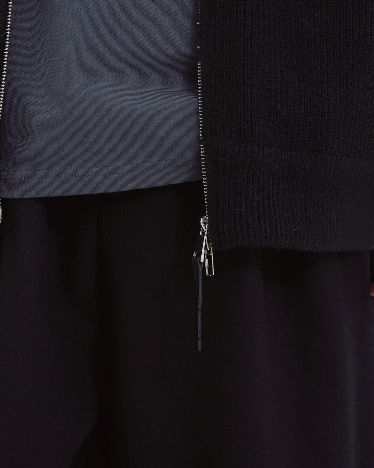 Double Zip Rib Driver's Knit -black-