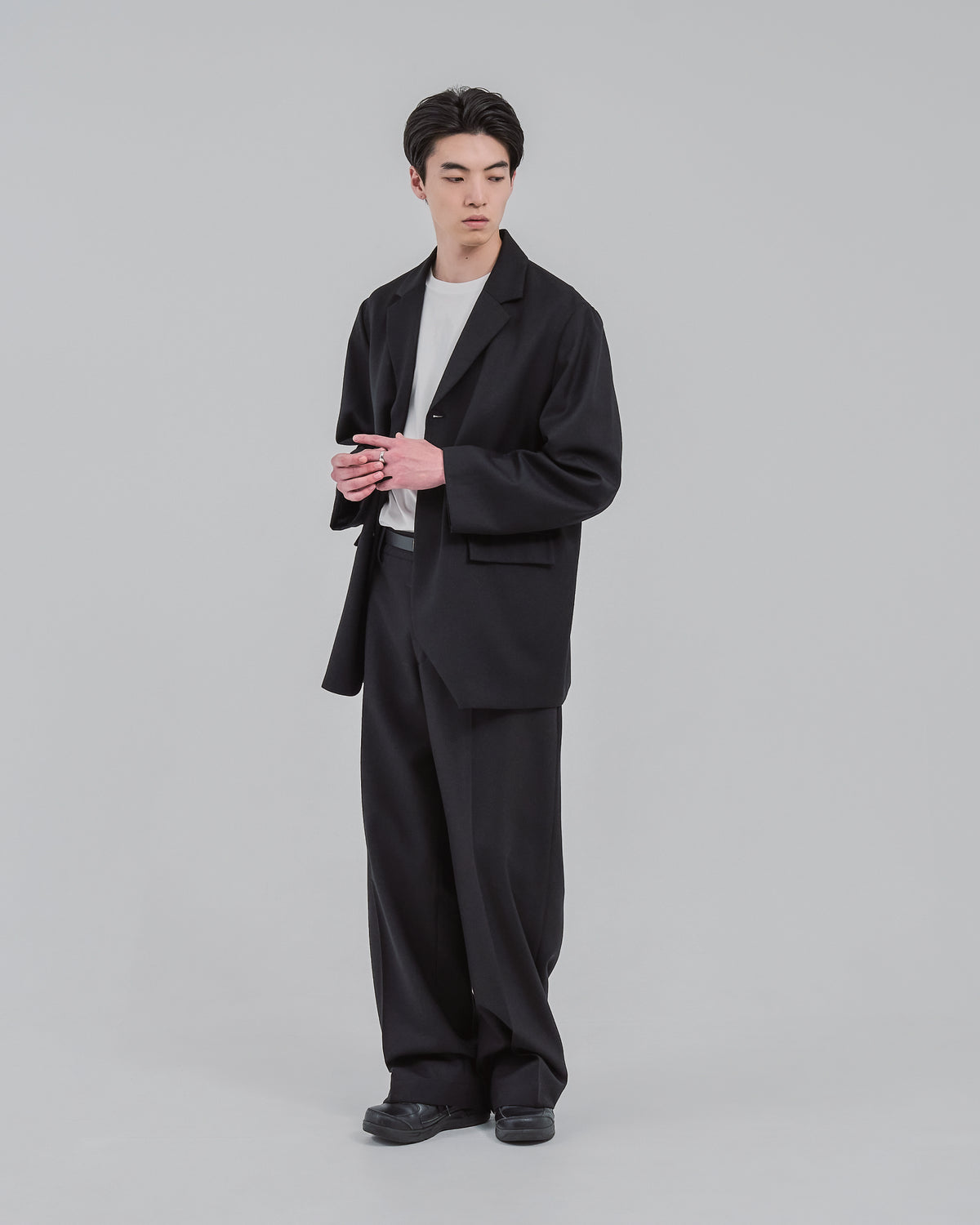 Single-Breasted Tailored Jacket -black-（17）