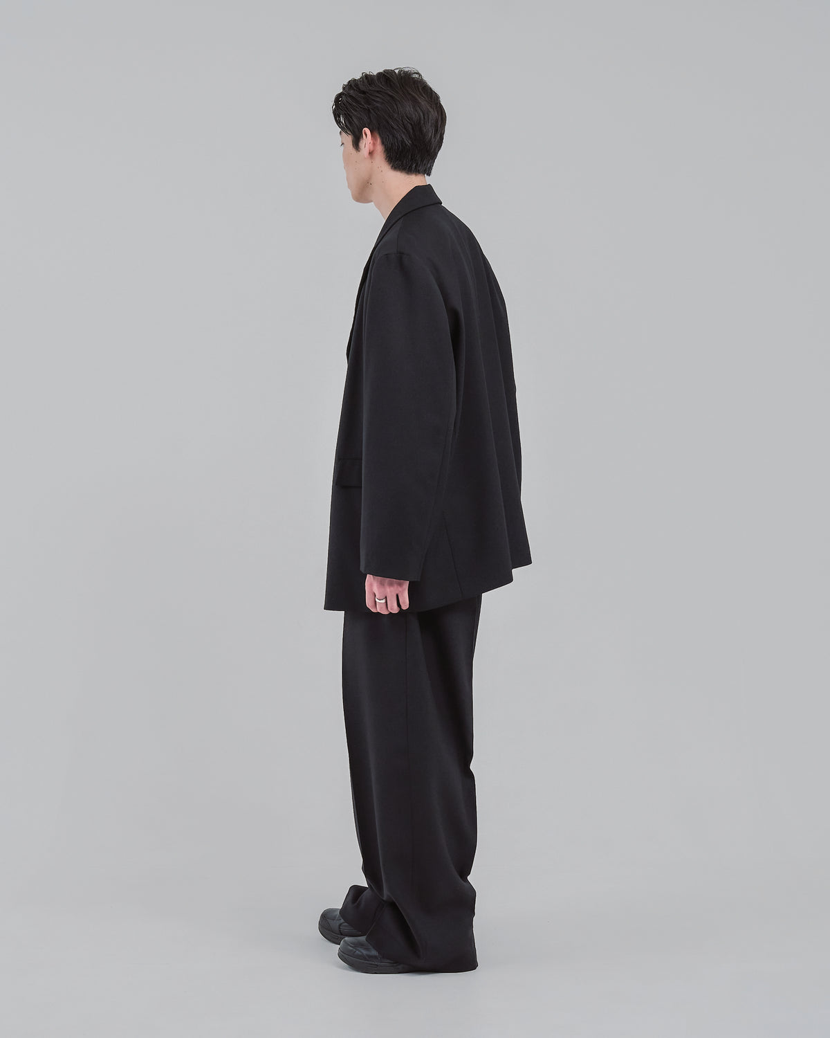 Single-Breasted Tailored Jacket -black-（7）