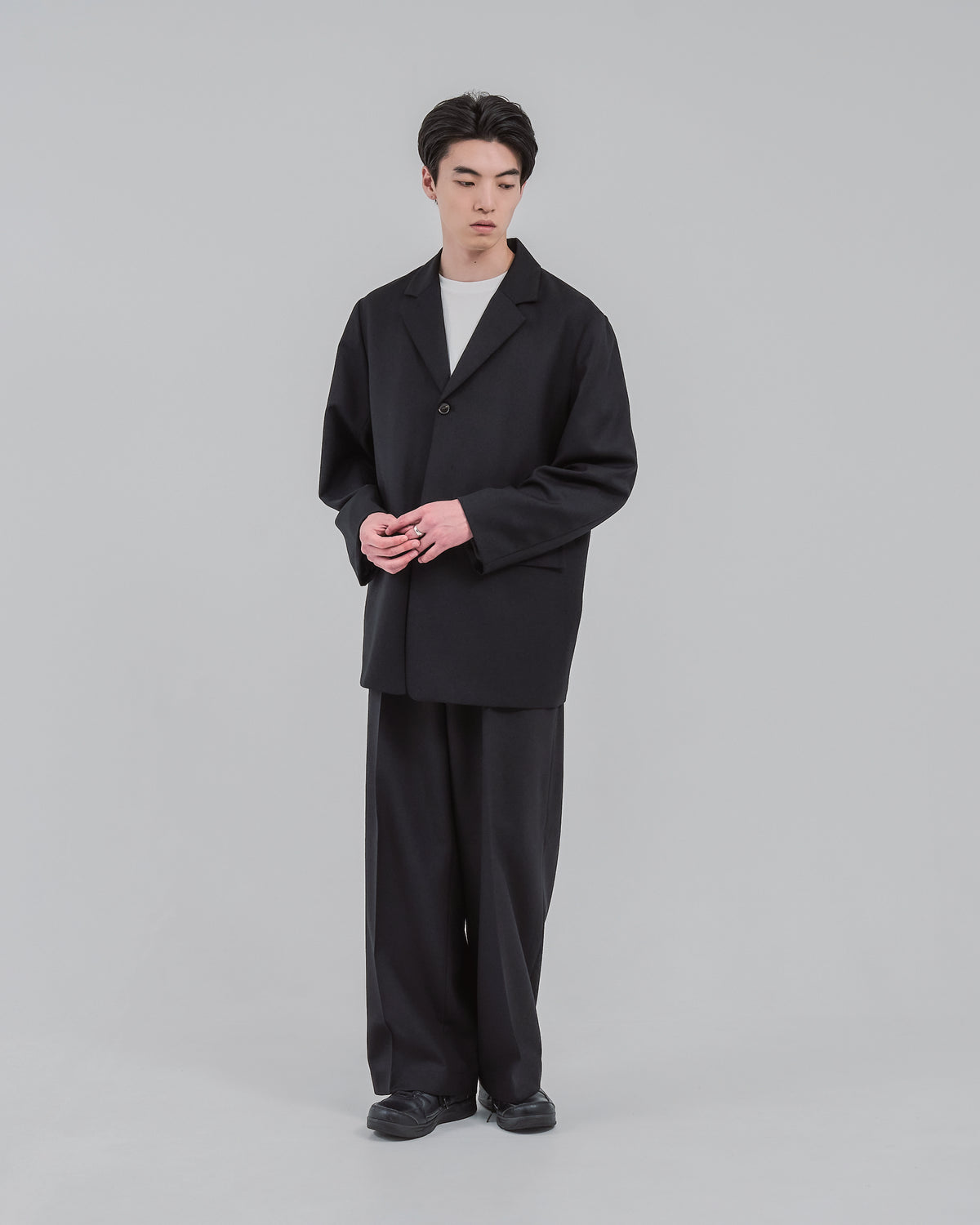 Single-Breasted Tailored Jacket -black-（16）