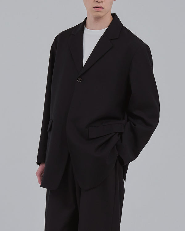 Single-Breasted Tailored Jacket -black-