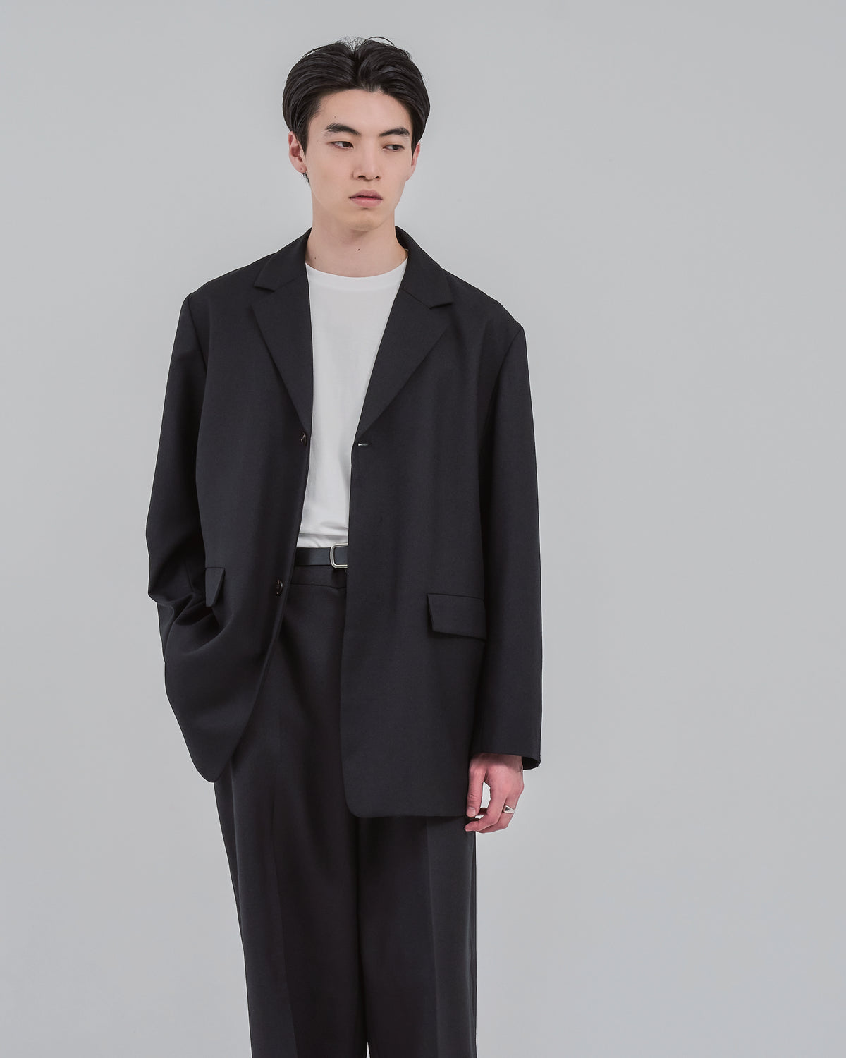 Single-Breasted Tailored Jacket -black-（13）