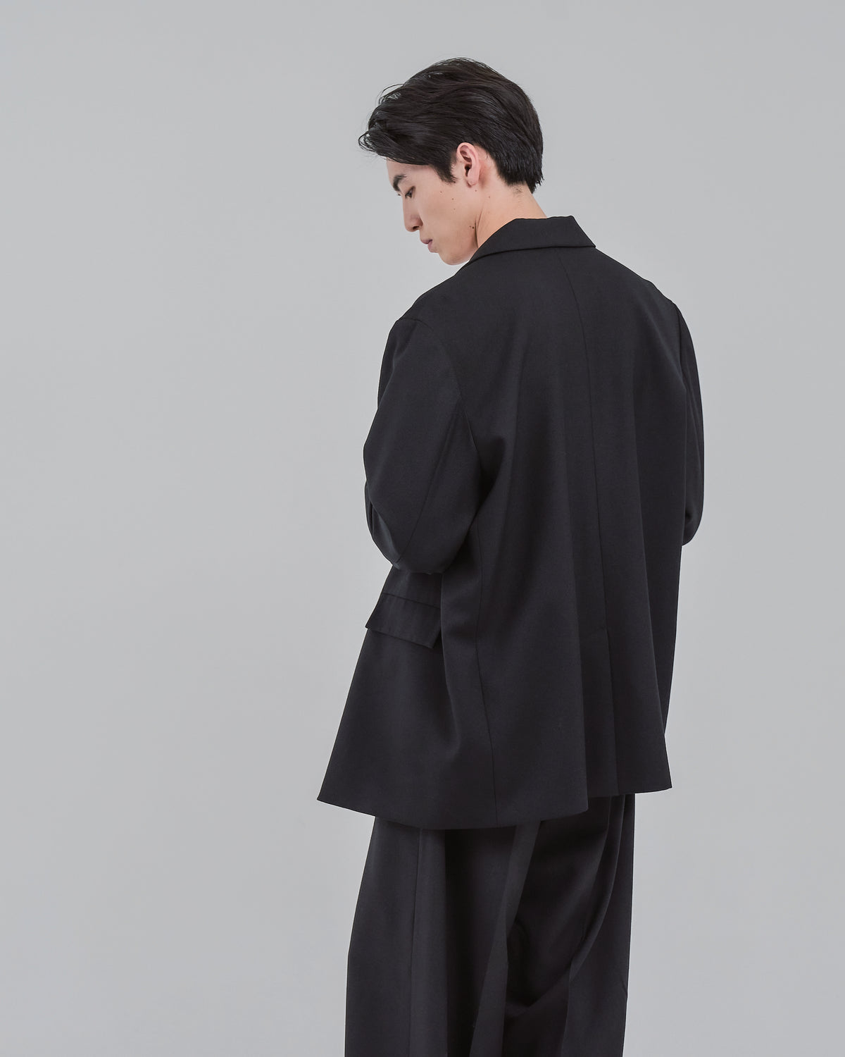 Single-Breasted Tailored Jacket -black-（12）