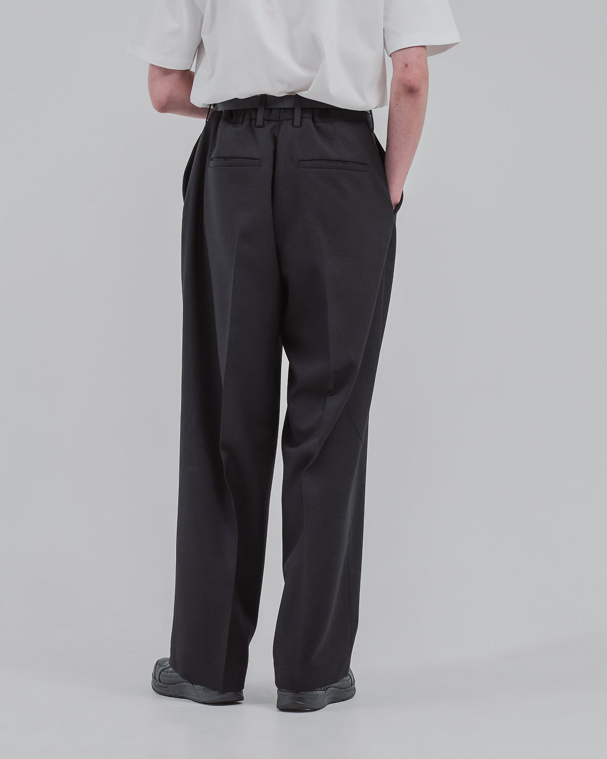 Barrel Leg Wide Slacks -black-（7）