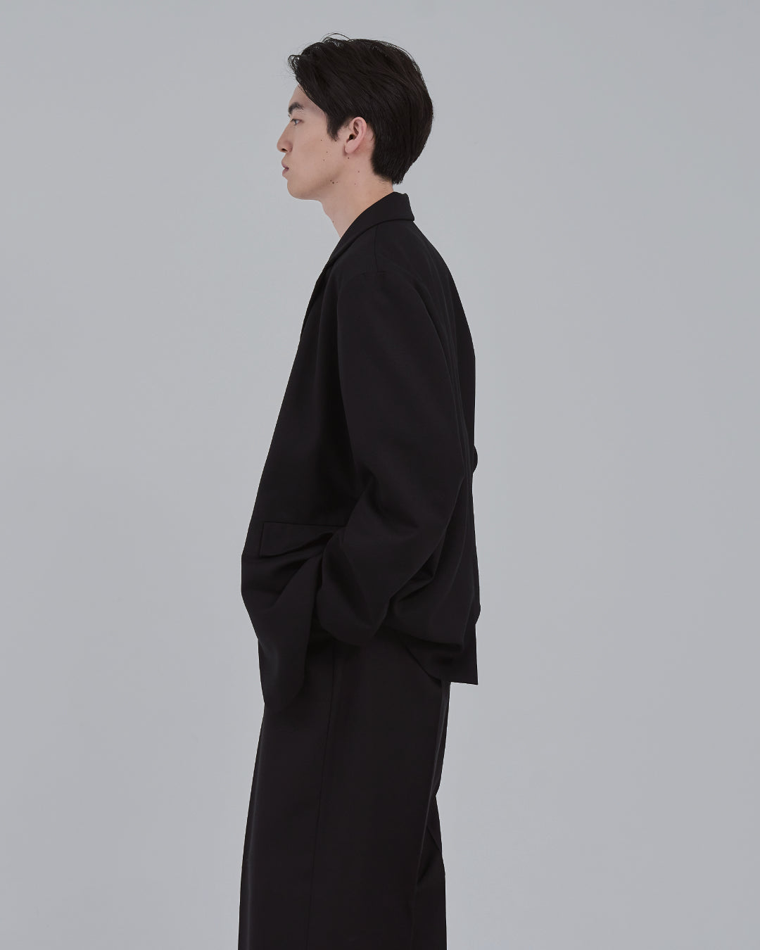 Single-Breasted Tailored Jacket -black-