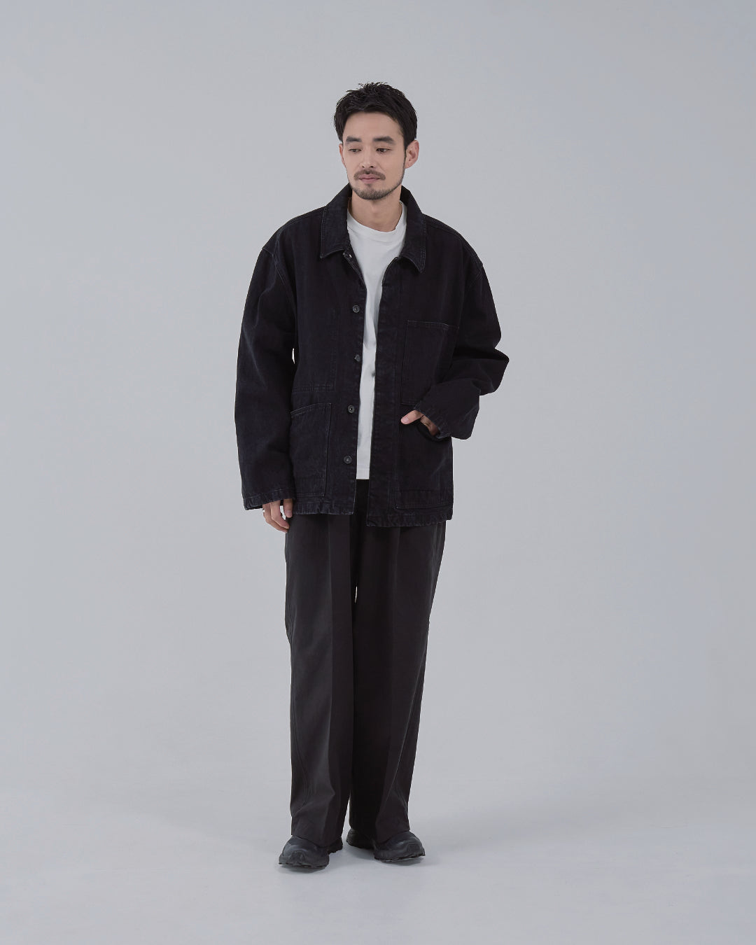 Relaxed Fit Denim Jacket -black-