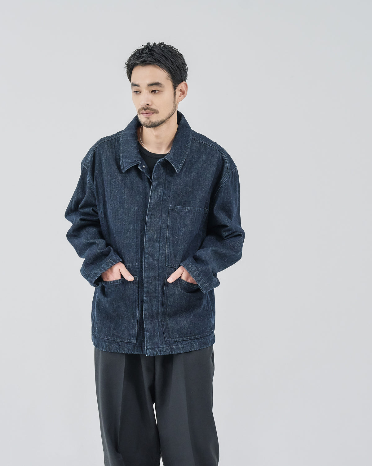 Relaxed Fit Denim Jacket -indigo-（17）