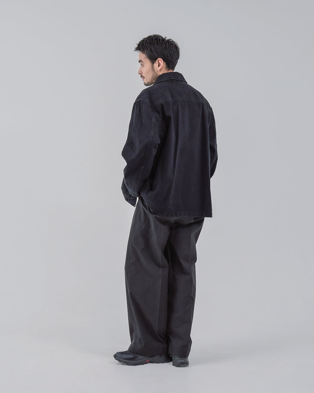 Relaxed Fit Denim Jacket -black-（24）