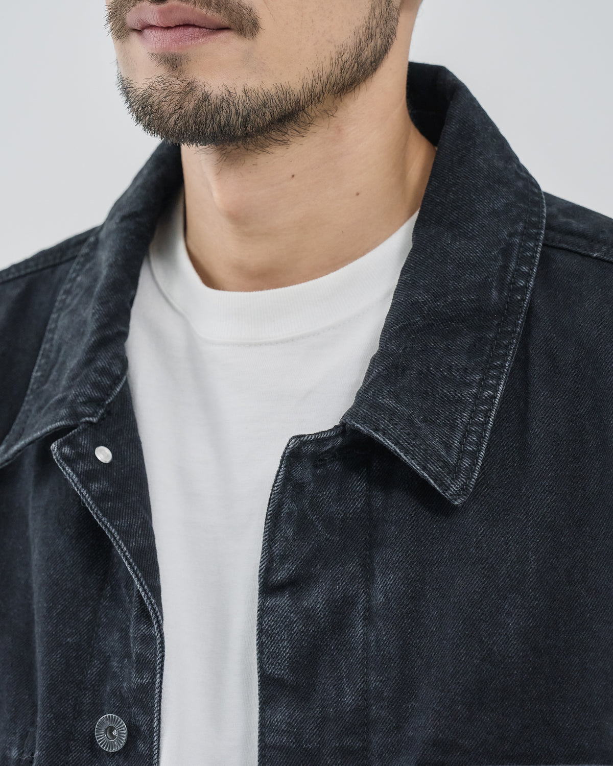 Relaxed Fit Denim Jacket -black-（2）