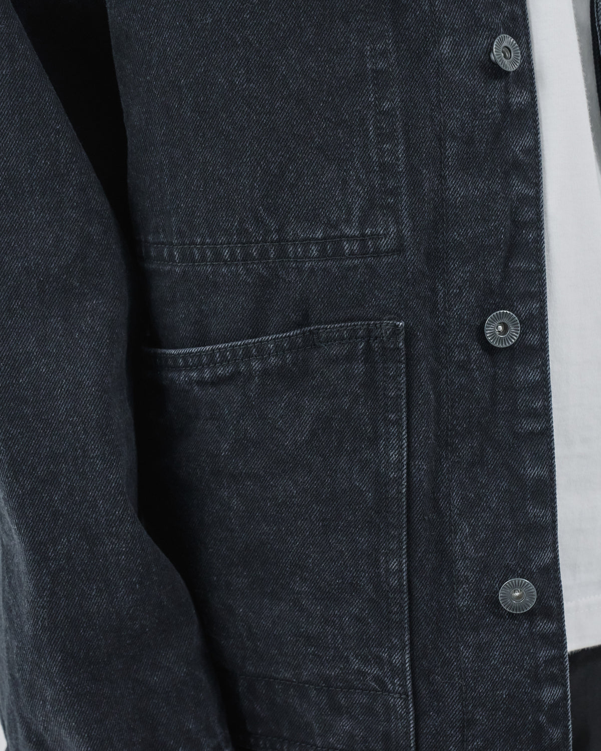 Relaxed Fit Denim Jacket -black-（5）