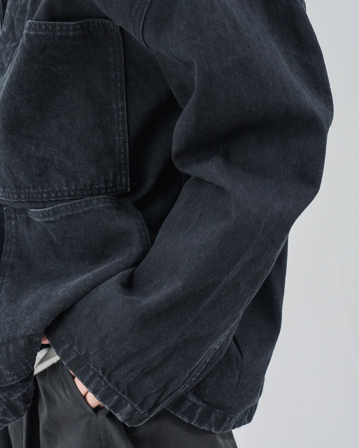 Relaxed Fit Denim Jacket -black-（8）