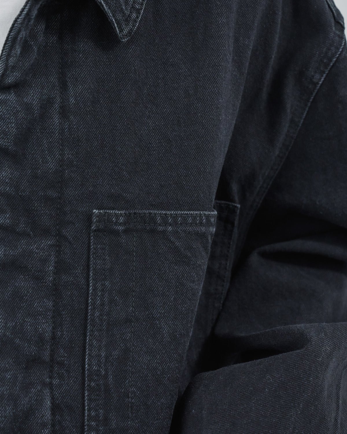 Relaxed Fit Denim Jacket -black-（4）
