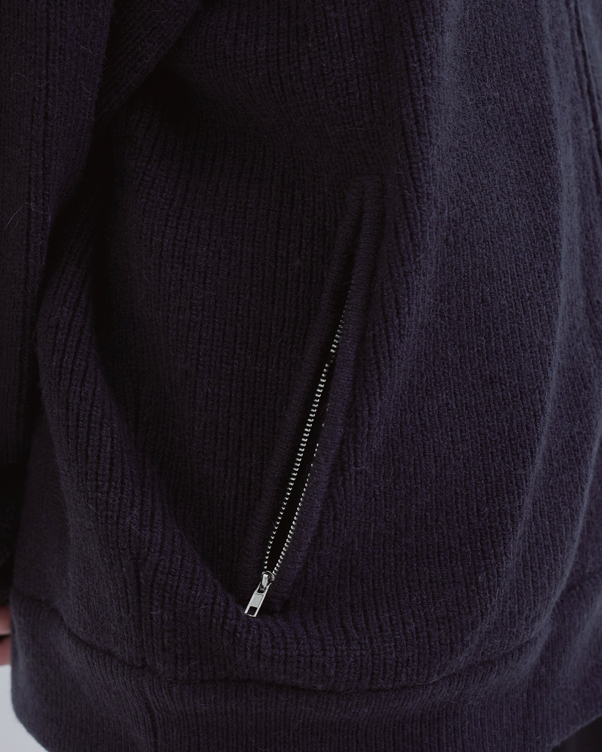 Double Zip Rib Driver's Knit -navy-