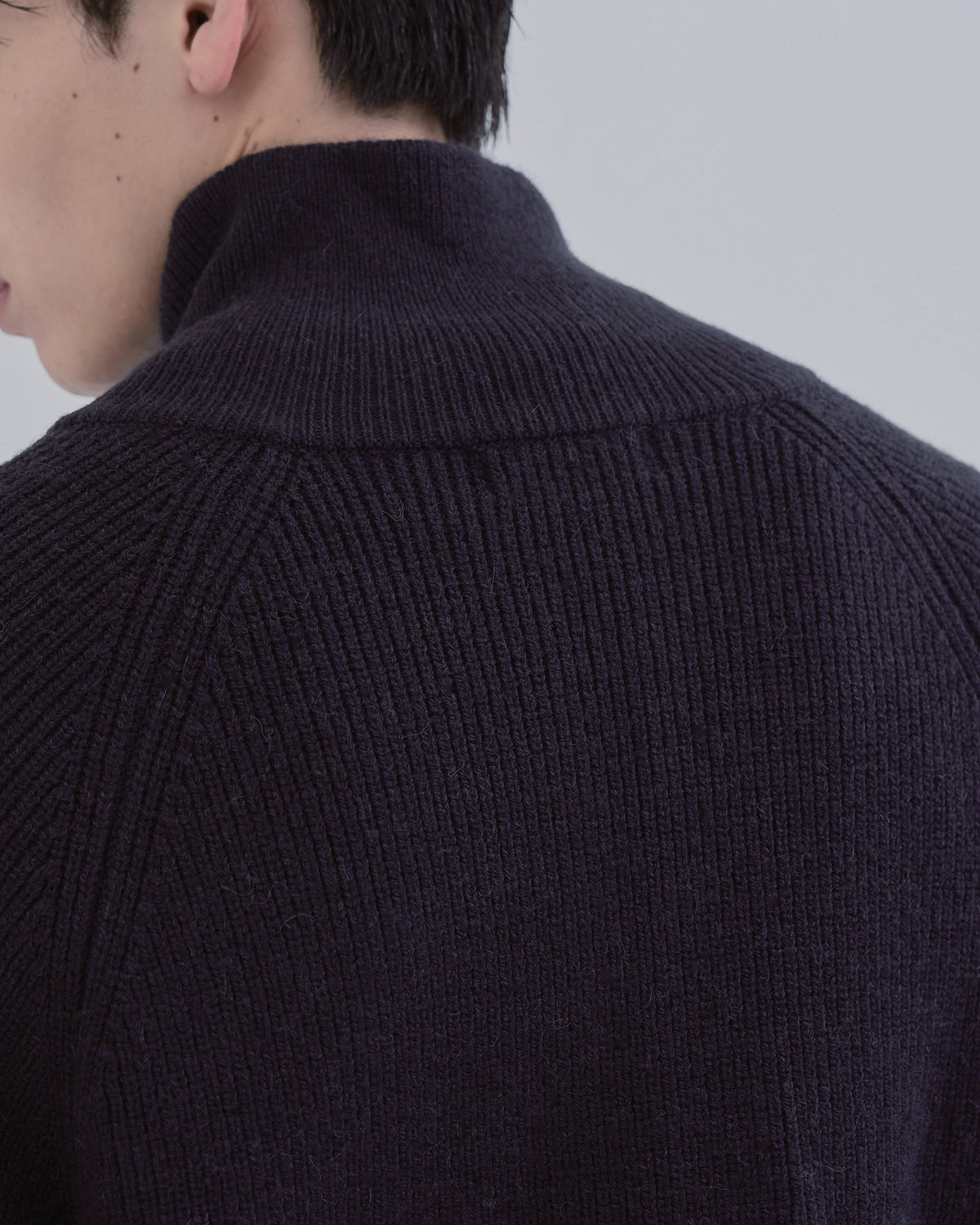 Double Zip Rib Driver's Knit -navy-