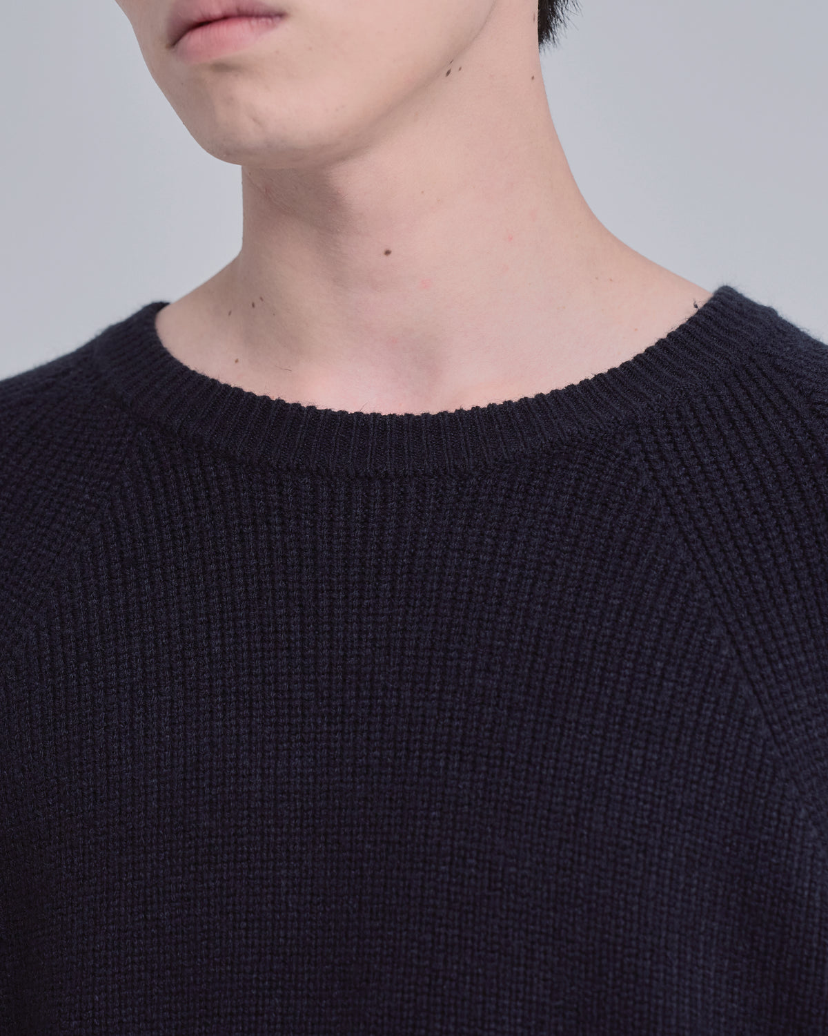 Elbow Patch Rib Crewneck Knit -navy-