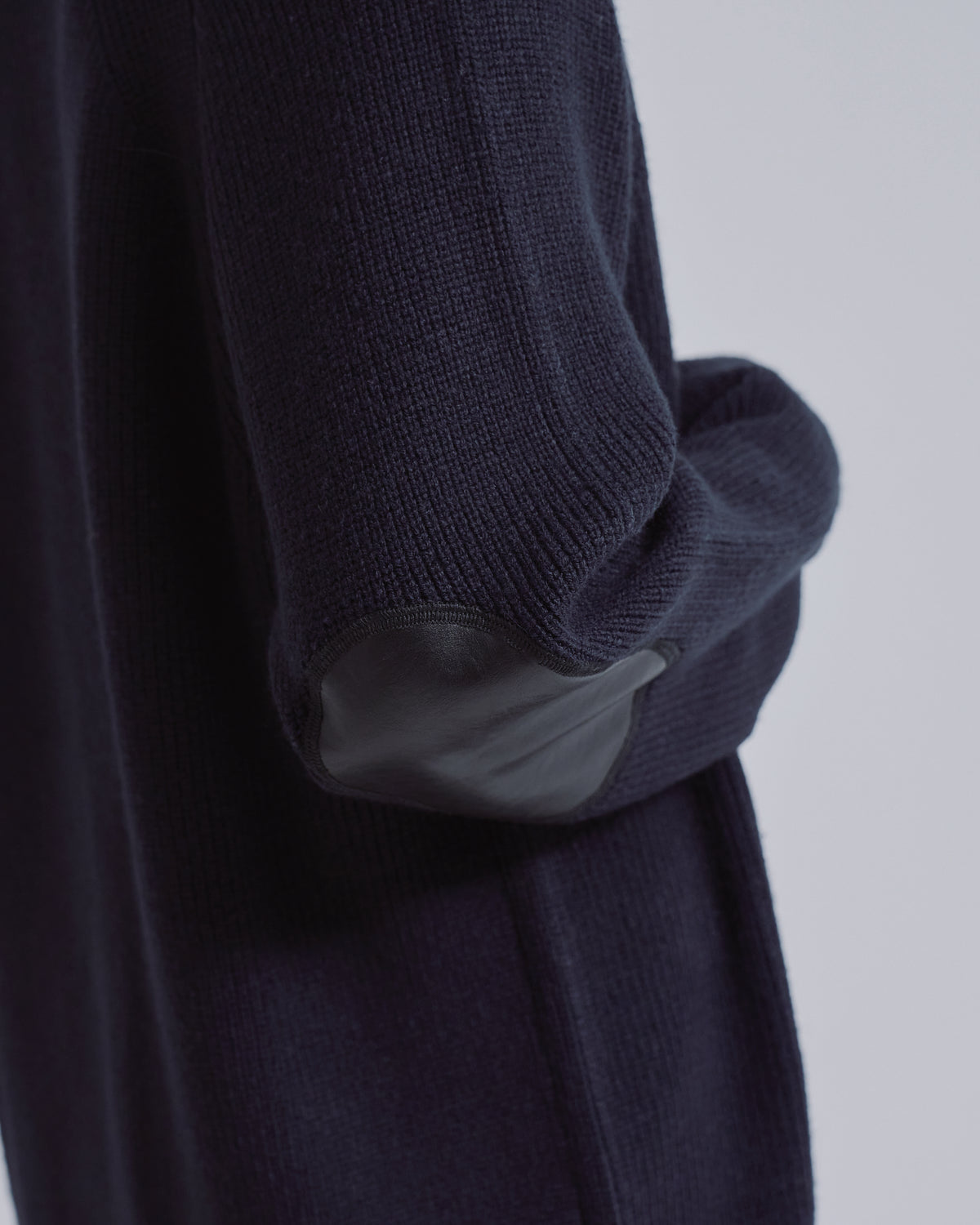Elbow Patch Rib Crewneck Knit -navy-