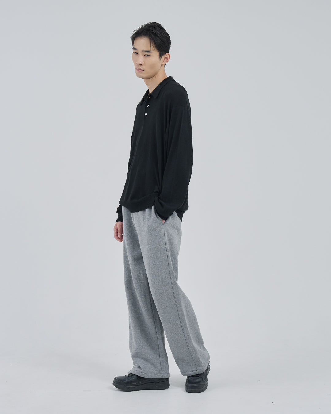 Wide Sweat Pants -heather gray-