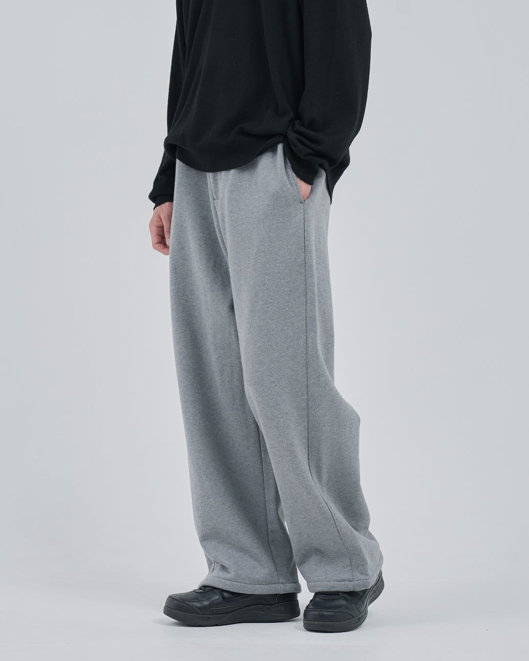 Wide Sweat Pants -heather gray-