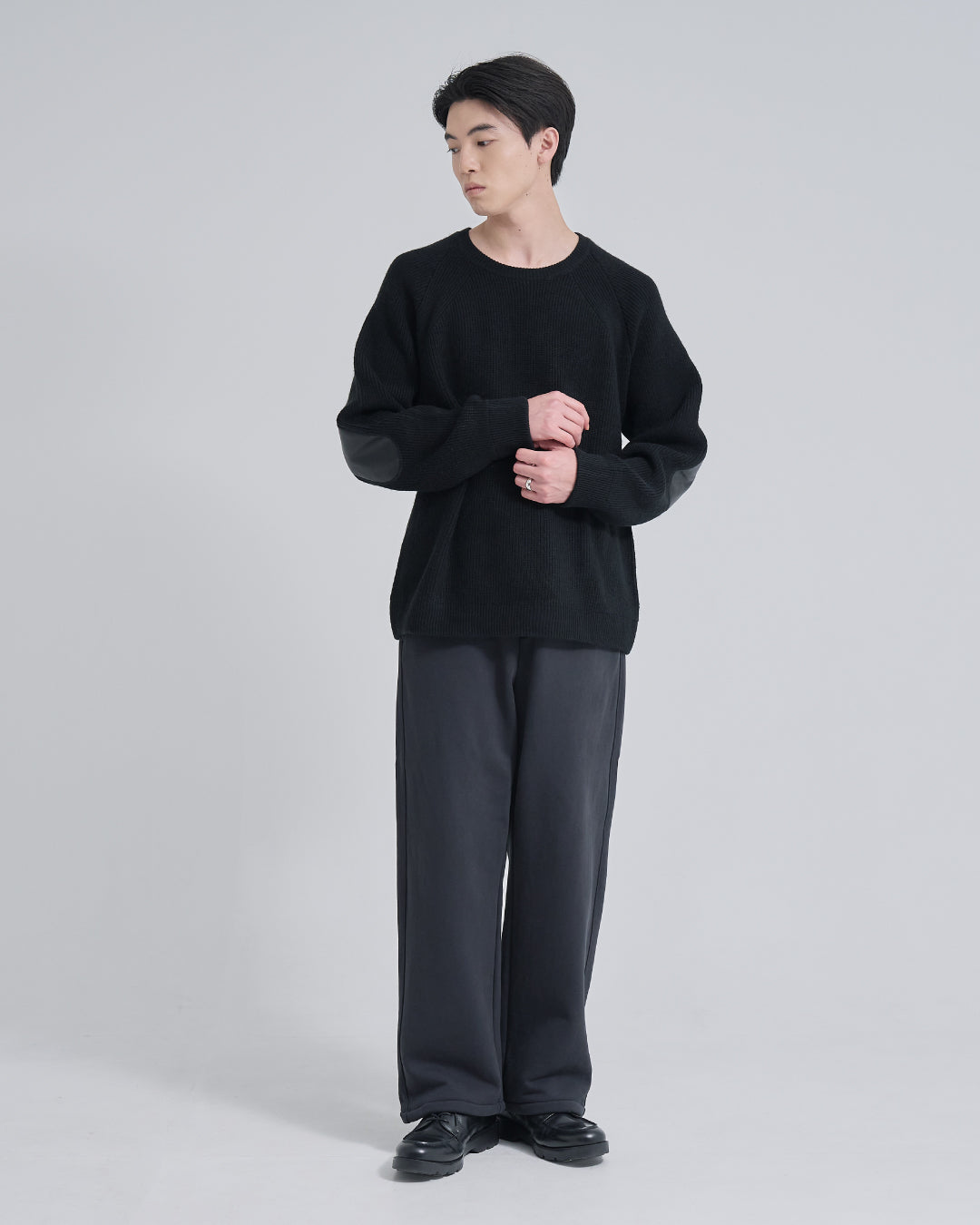 Wide Sweat Pants -dark gray-