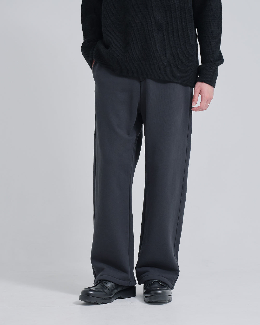 Wide Sweat Pants -dark gray-