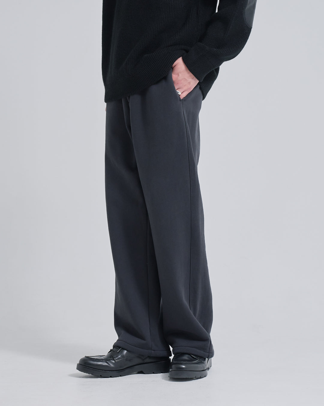 Wide Sweat Pants -dark gray-