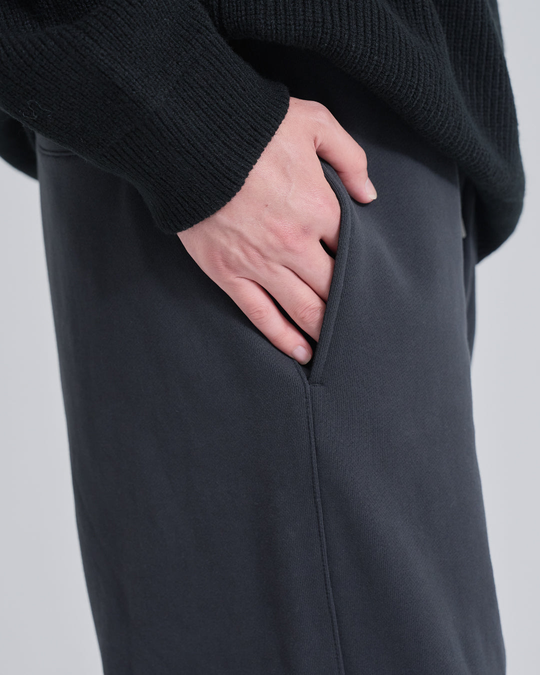 Wide Sweat Pants -dark gray-