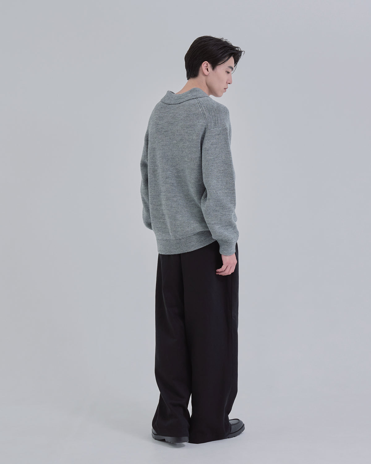 Wide Rib Skipper Knit -gray-