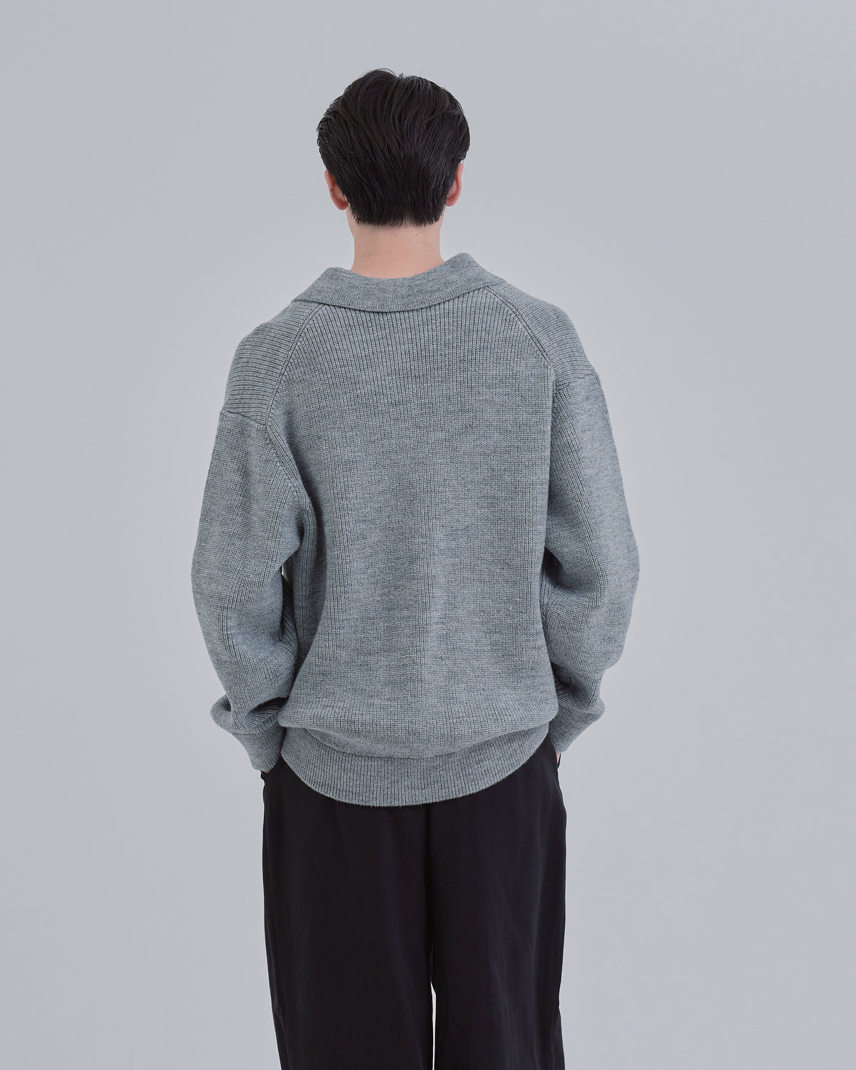 Wide Rib Skipper Knit -gray-