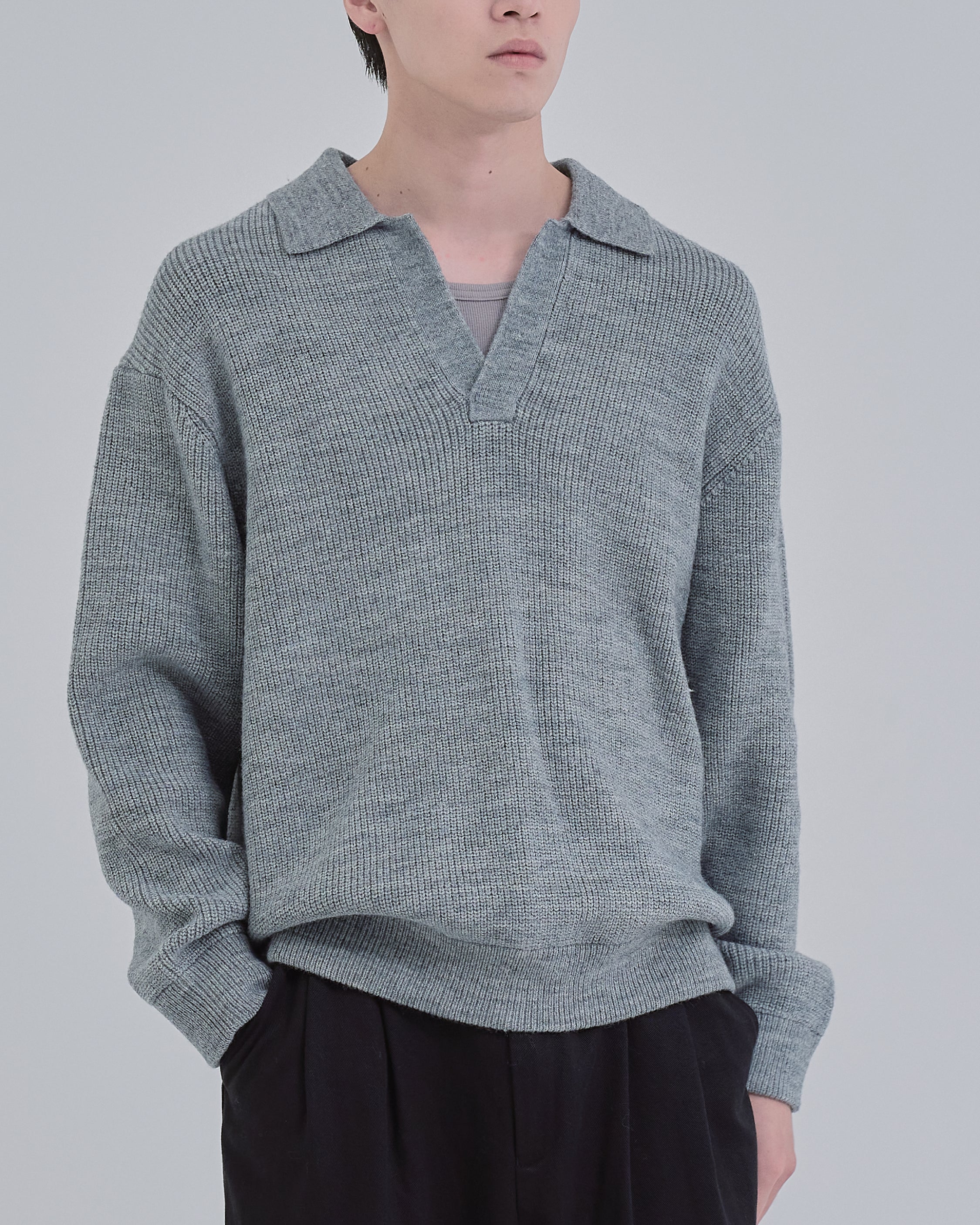 【美品】marka SKIPPER KNIT サイズ2 Wide Rib Skipper Knit -gray-