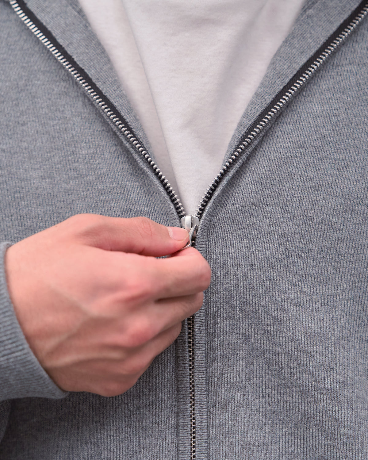 Full Zip Knit Hoodie -gray-