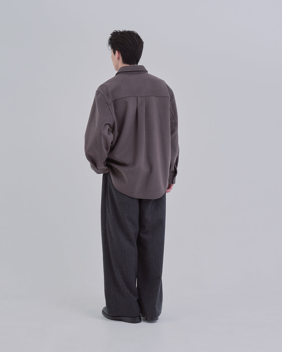 Relaxed Fit Light Melton Shirt -brown-