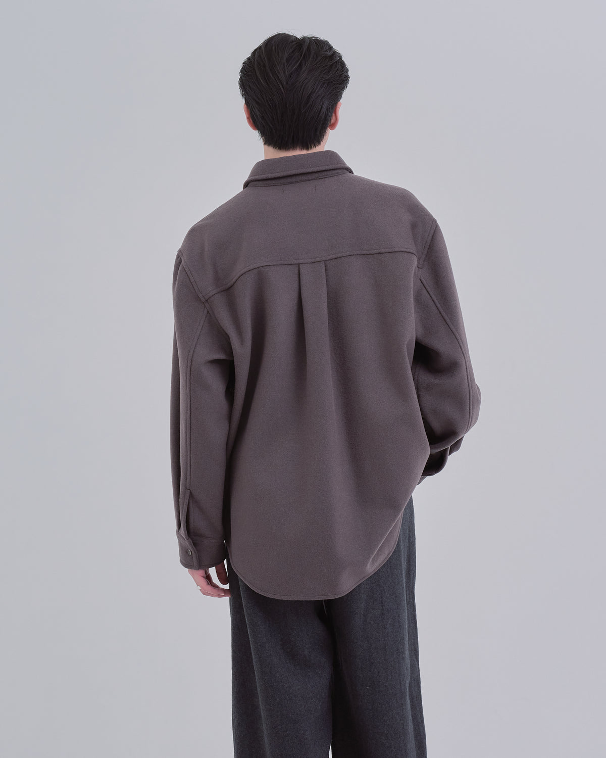 Relaxed Fit Light Melton Shirt -brown-