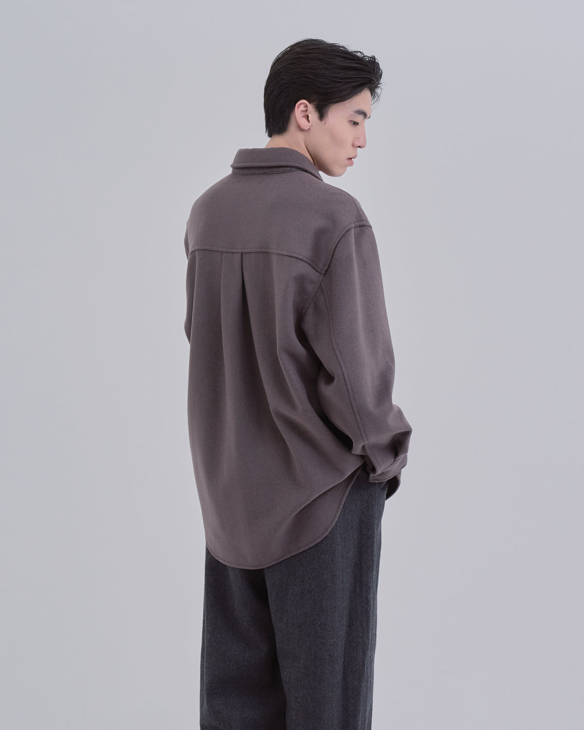 Relaxed Fit Light Melton Shirt -brown-