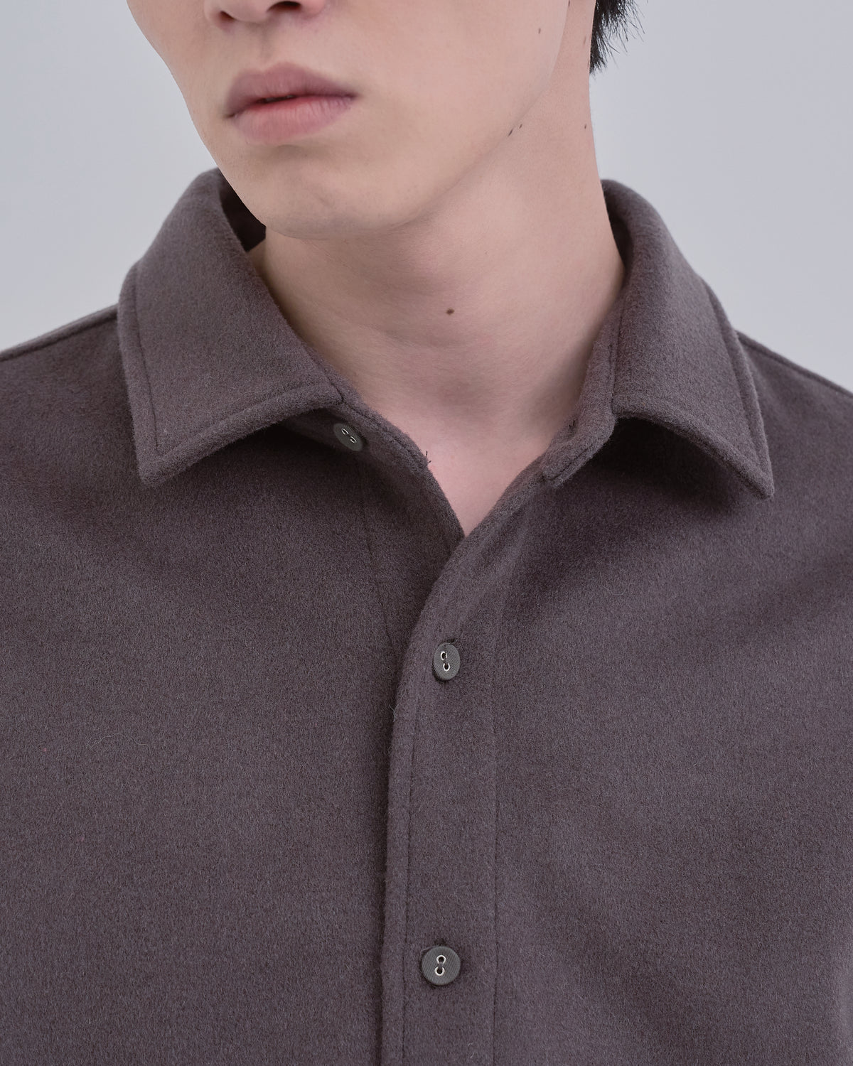 Relaxed Fit Light Melton Shirt -brown-