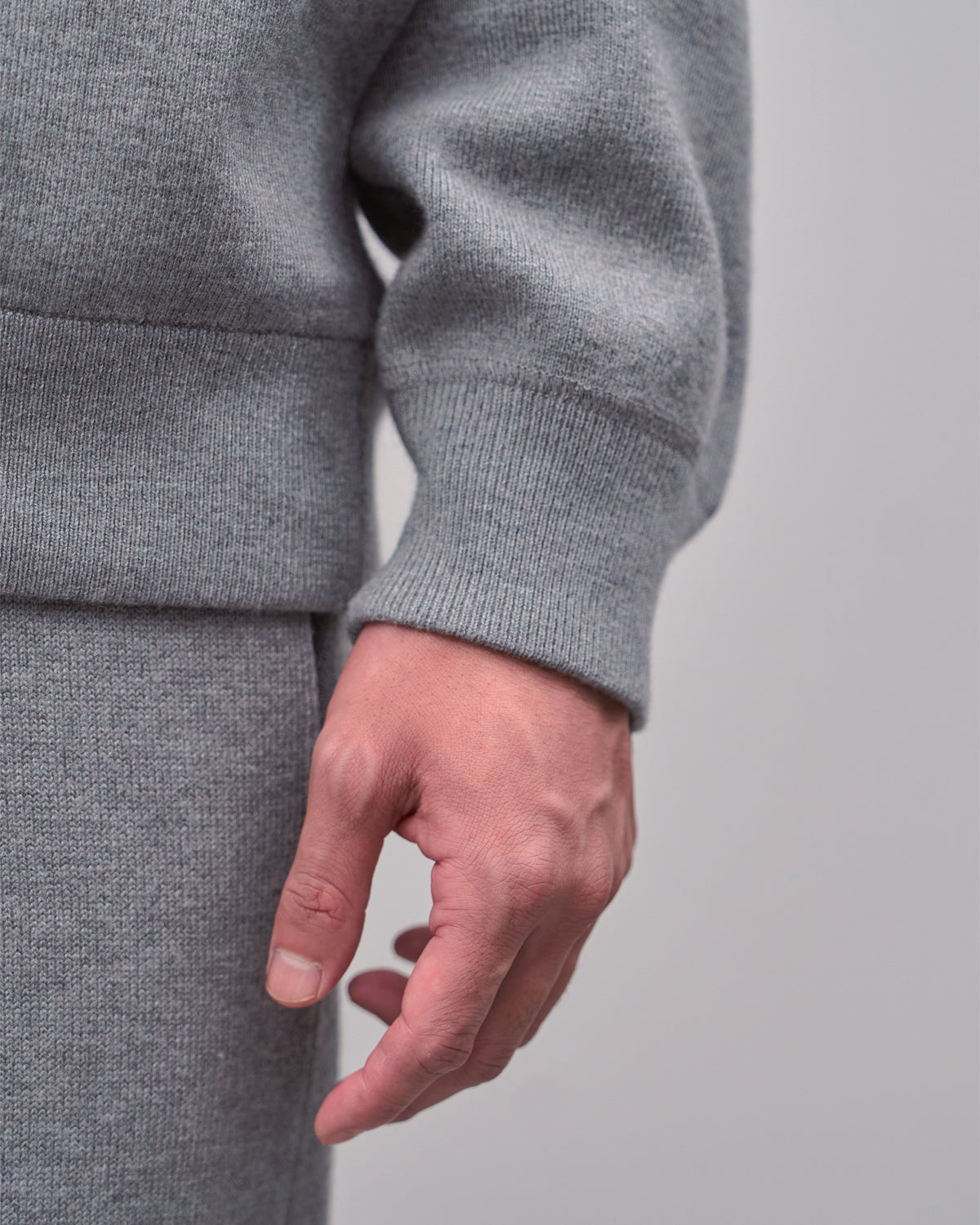 Full Zip Knit Hoodie -gray-