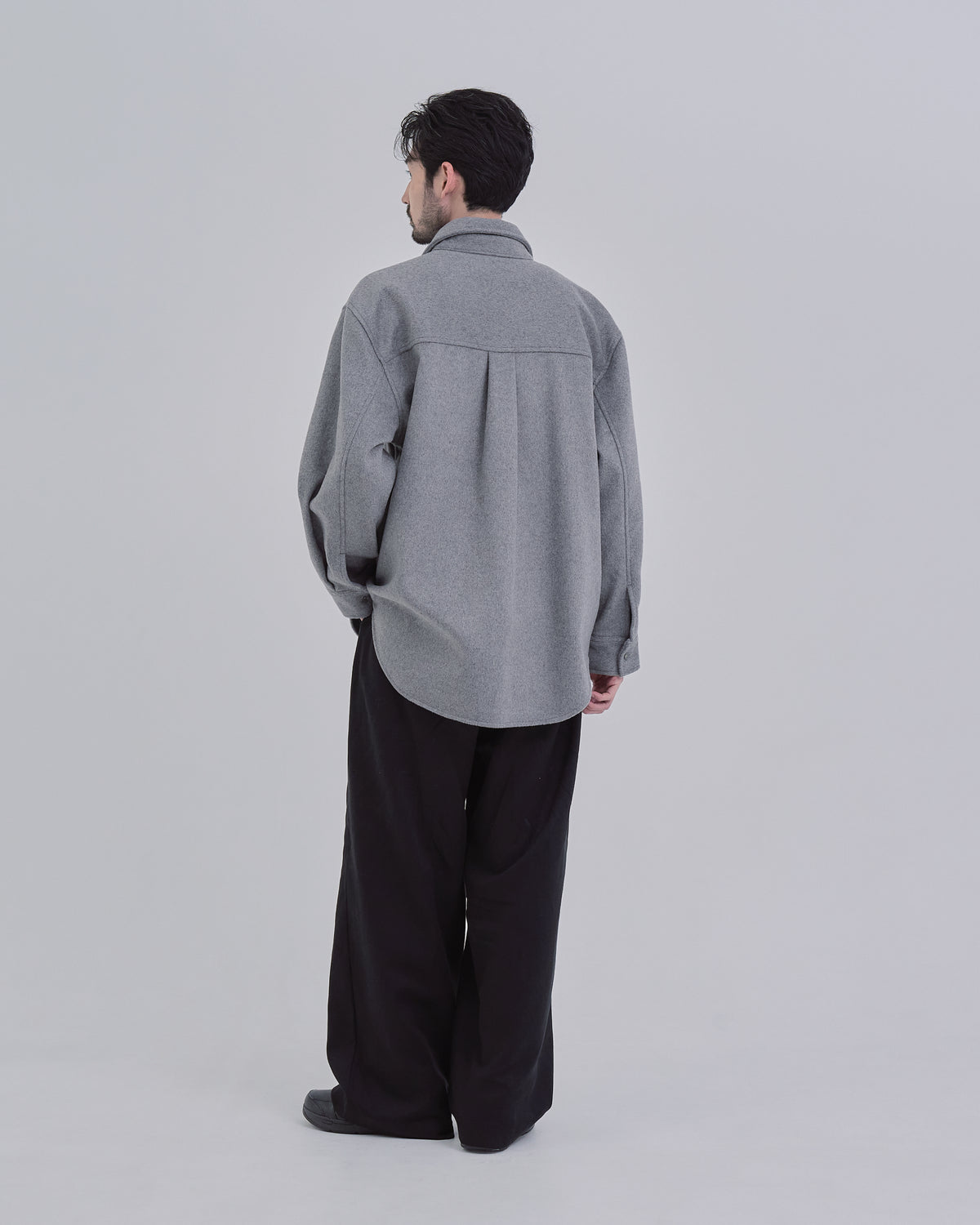 Relaxed Fit Light Melton Shirt -gray-