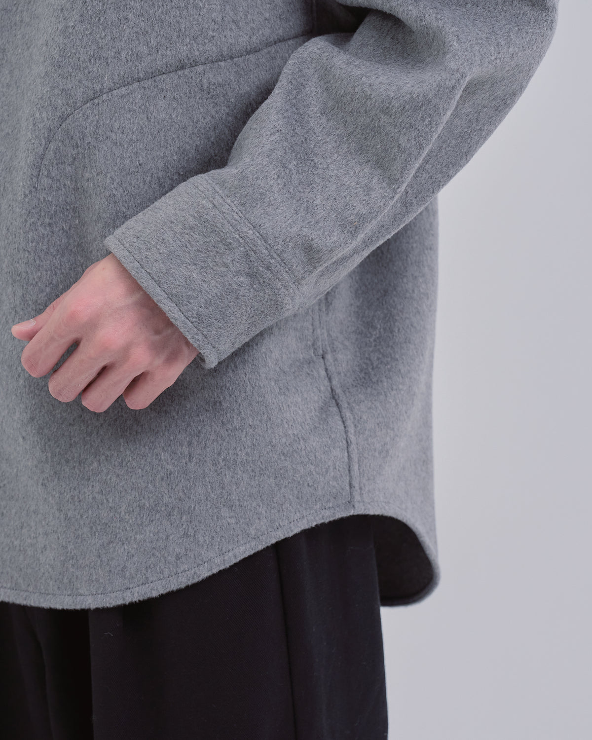 Relaxed Fit Light Melton Shirt -gray-