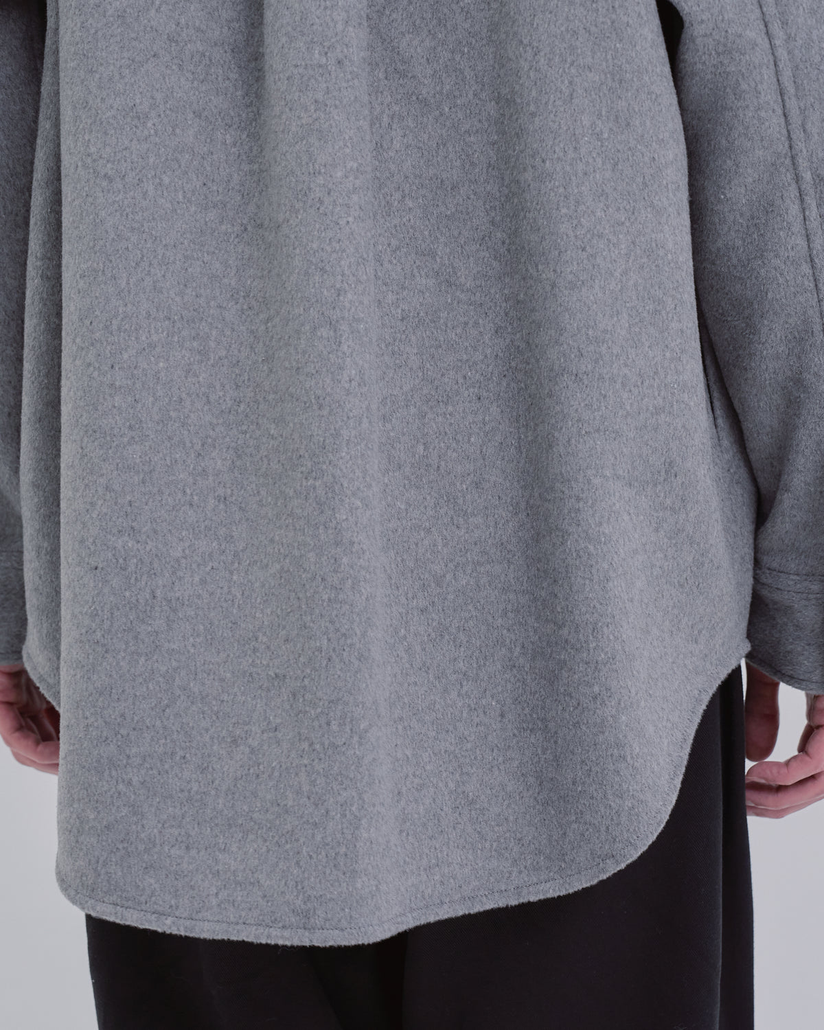 Relaxed Fit Light Melton Shirt -gray-