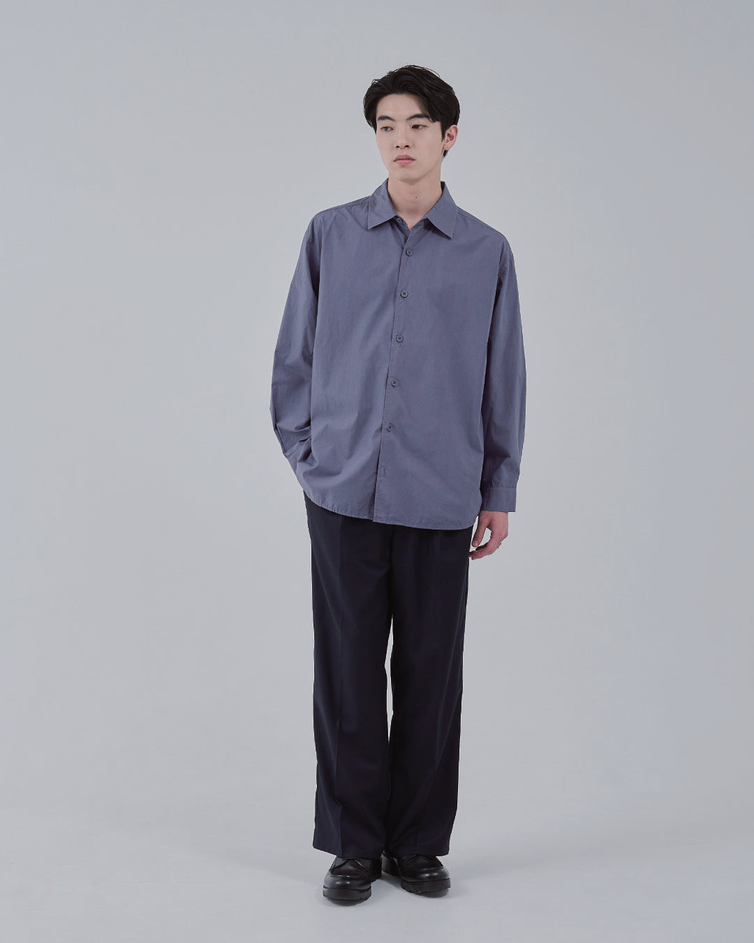 Garment Dyed L/S Shirt -dark purple-