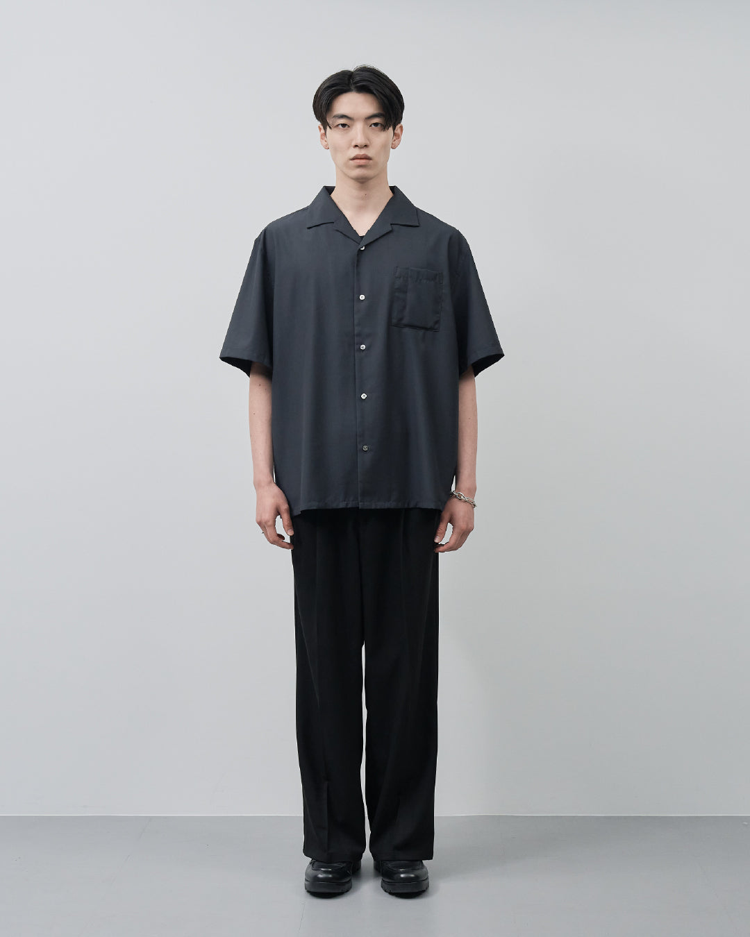 h*2様 MARKAWARE ITALIAN OPEN COLLAR S/S S Italian Open-Collar S/S Shirt -navy-