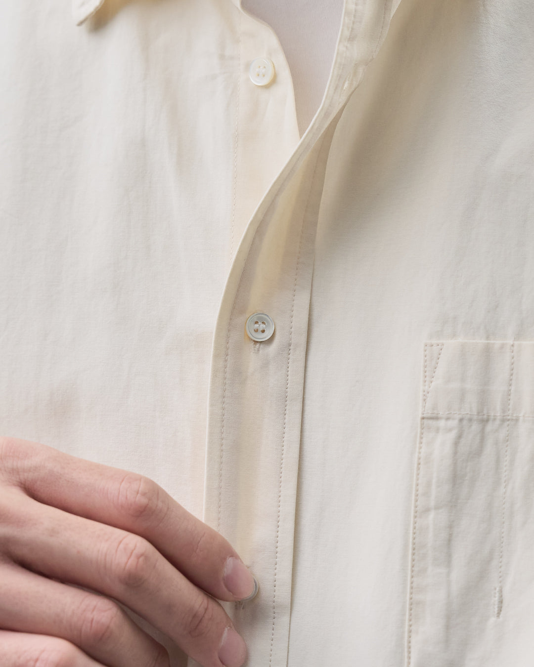 Cotton Broadcloth Regular Collar L/S Shirts -ivory-