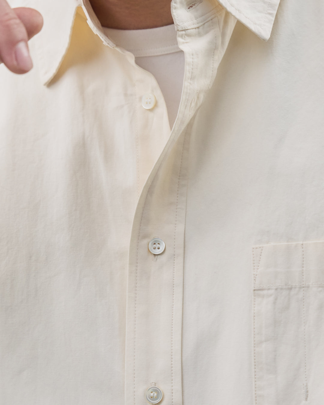 Cotton Broadcloth Regular Collar L/S Shirts -ivory-